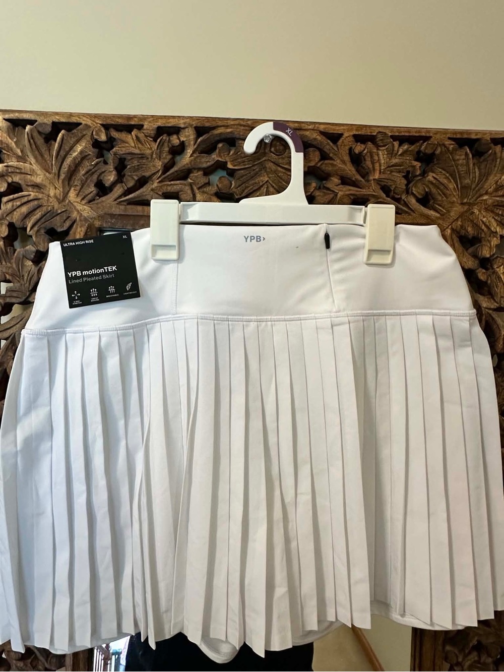 YPB XL White Lined Pleated Sport Ultra High Rise Skirt